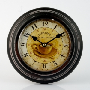 Hodiny nástenné plechové retro Cafe de monde 22cm