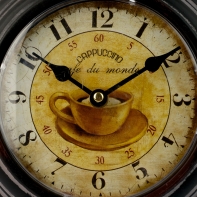 Hodiny nástenné plechové retro Cafe de monde 22cm