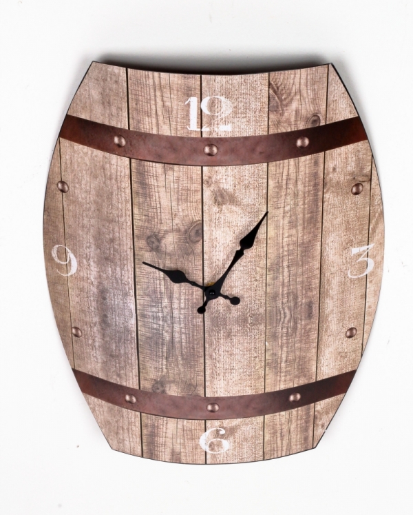 Hodiny nástenné plechové sud 50x38,5cm