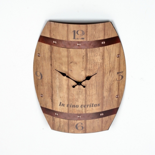 Hodiny nástenné plechové sud In vino veritas 50x38,5cm