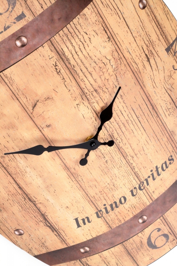 Hodiny nástenné plechové sud In vino veritas 50x38,5cm