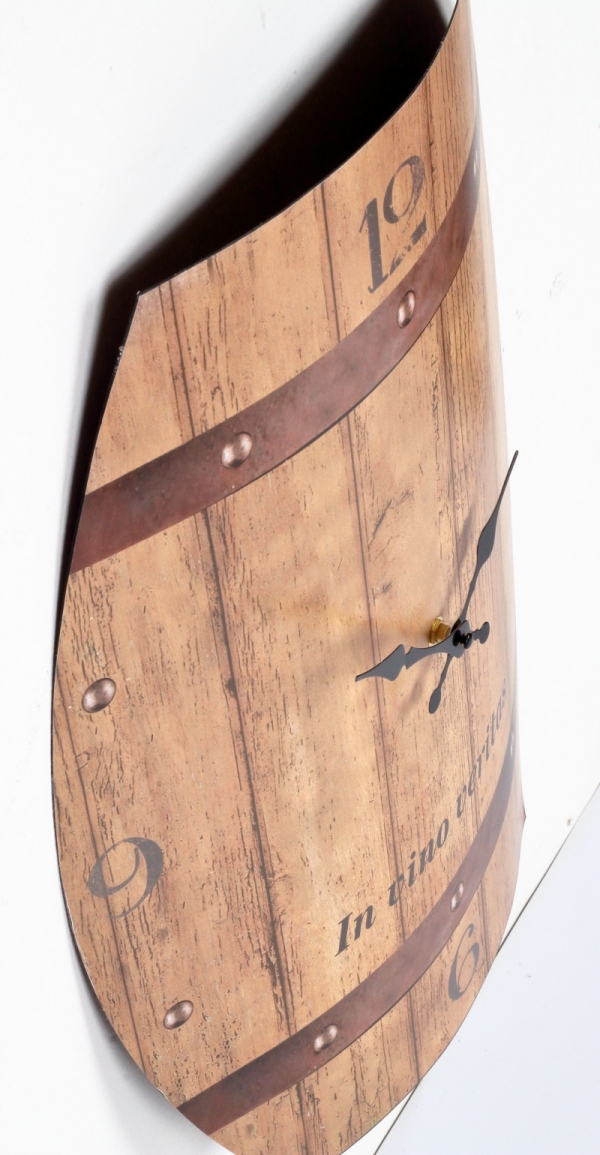 Hodiny nástenné plechové sud In vino veritas 50x38,5cm