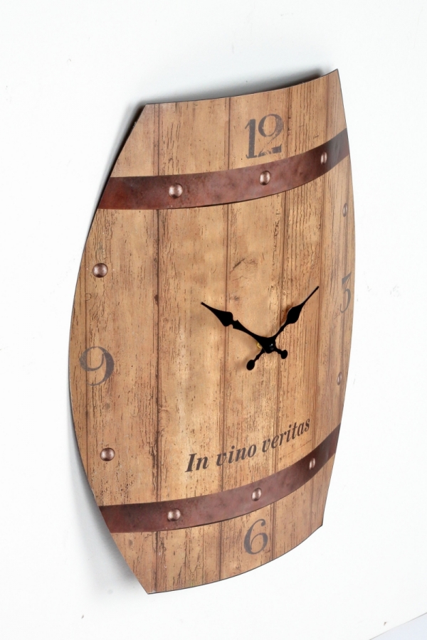Hodiny nástenné plechové sud In vino veritas 50x38,5cm