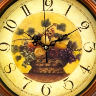 Nástenné retro hodiny - ovocný košík 30cm