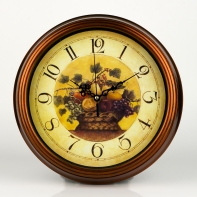 Nástenné retro hodiny - ovocný košík 30cm