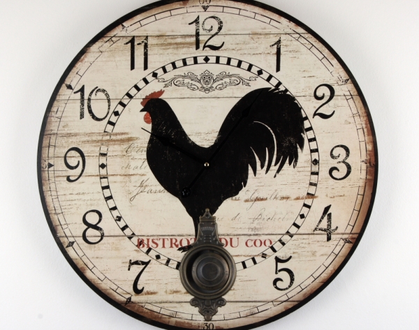 Hodiny nástenné s kyvadlom kohút 58cm