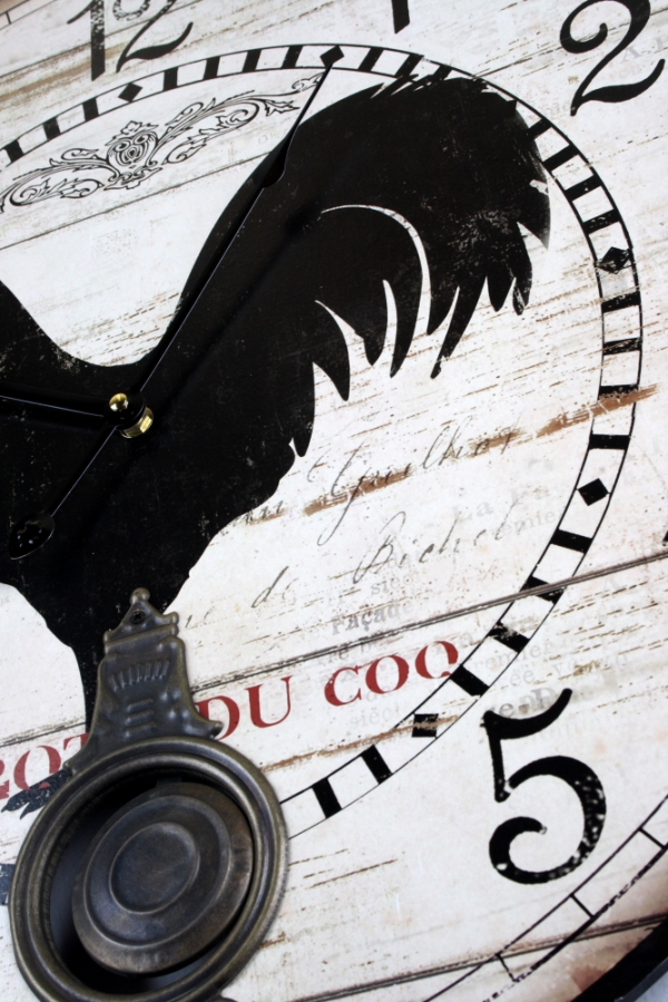 Hodiny nástenné s kyvadlom kohút 58cm