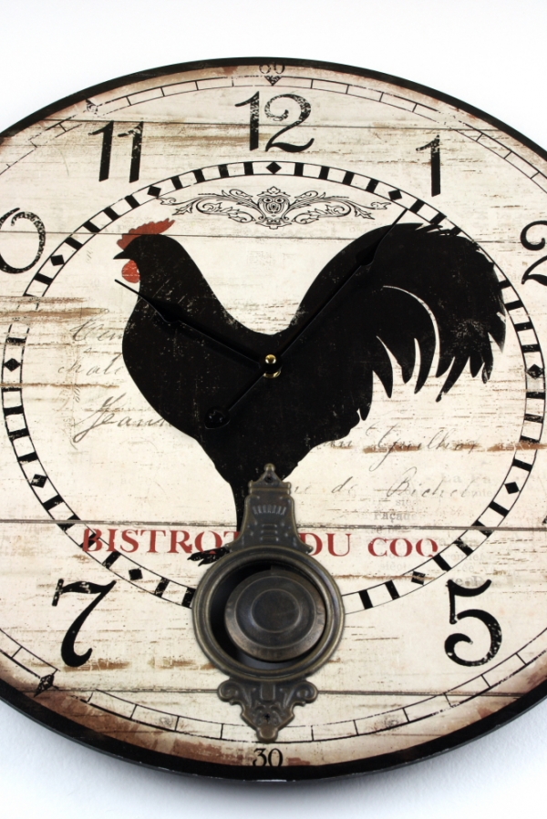Hodiny nástenné s kyvadlom kohút 58cm