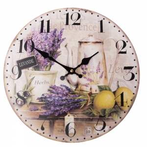 Hodiny nástenné s levanduľou 33cm