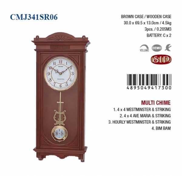 Hodiny s kyvadlom 30 x 69,5 x 13 cm