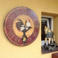 Hodiny s kyvadlom 58cm s kohútom