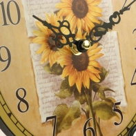 Hodiny stolové na stojančeku - motív slnečnica 18cm