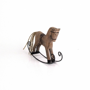 Hojdací drevený koník hnedý 16x12x3,5cm