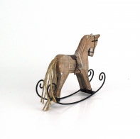 Hojdací drevený koník hnedý 16x12x3,5cm