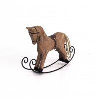 Hojdací drevený koník hnedý 16x12x3,5cm