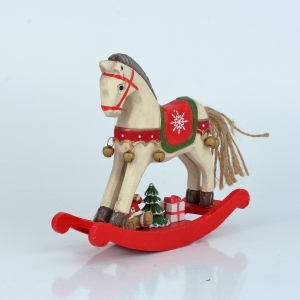Hojdací kôň biely 15x14 cm vianočný
