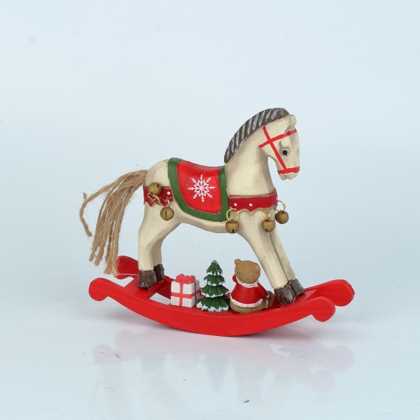 Hojdací kôň biely 15x14 cm vianočný