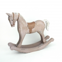 Hojdací kôň drevený staro-ružový 38x32x8cm