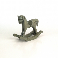 Hojdací kôň drevený zelený 13x11,5x4,5cm