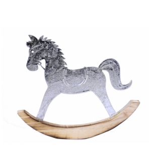 Hojdací kôň strieborný 18 x 2,5 x 16 cm