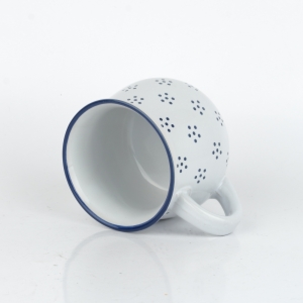 Hrnček biely s modrými bodkami 370ml