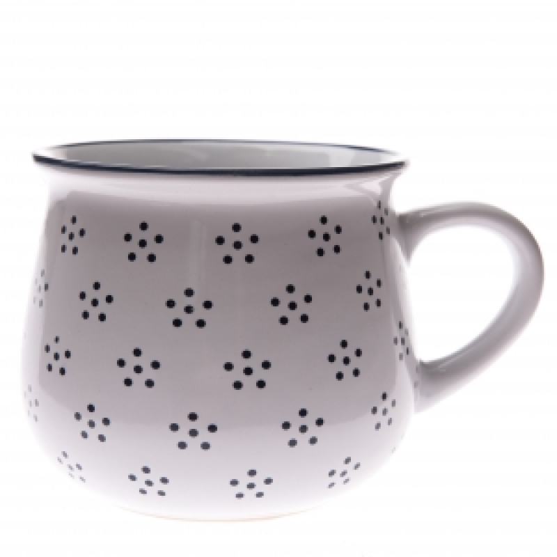 Hrnček biely s modrými bodkami 770ml