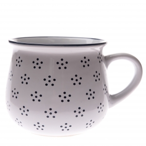 Hrnček biely s modrými bodkami 770ml