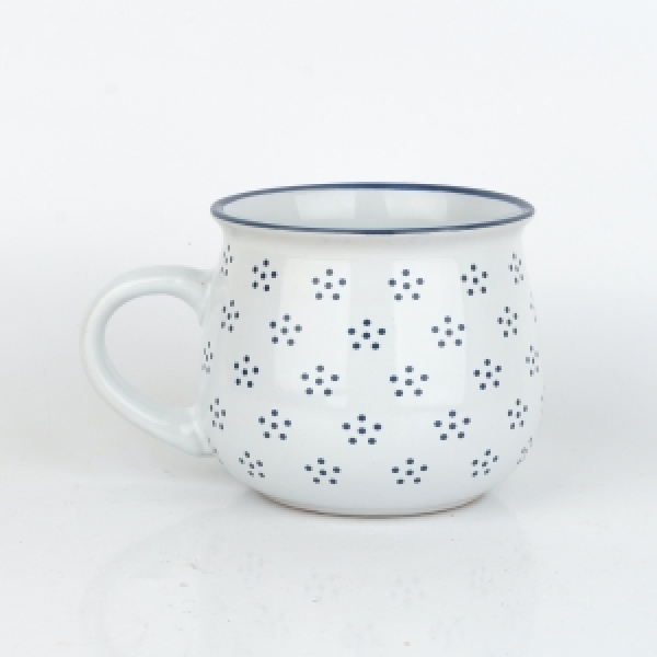 Hrnček biely s modrými bodkami 770ml