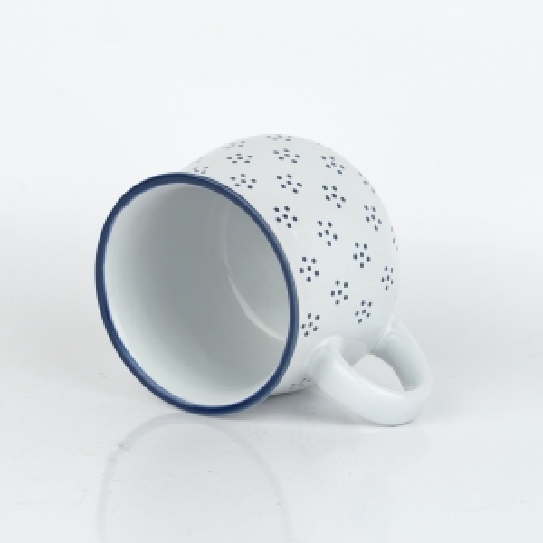 Hrnček biely s modrými bodkami 770ml