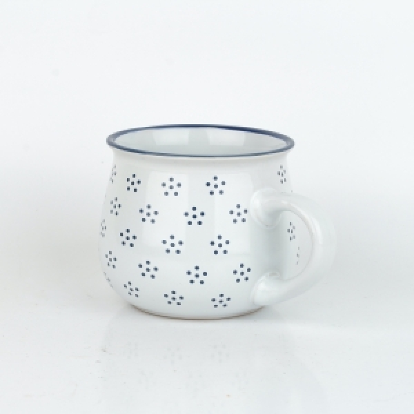 Hrnček biely s modrými bodkami 770ml