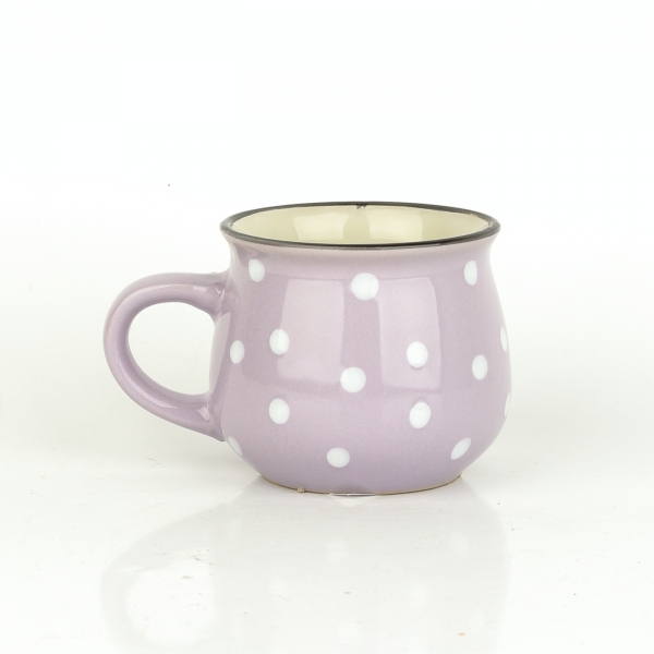 Hrnček fialový s bielymi bodkami 230ml
