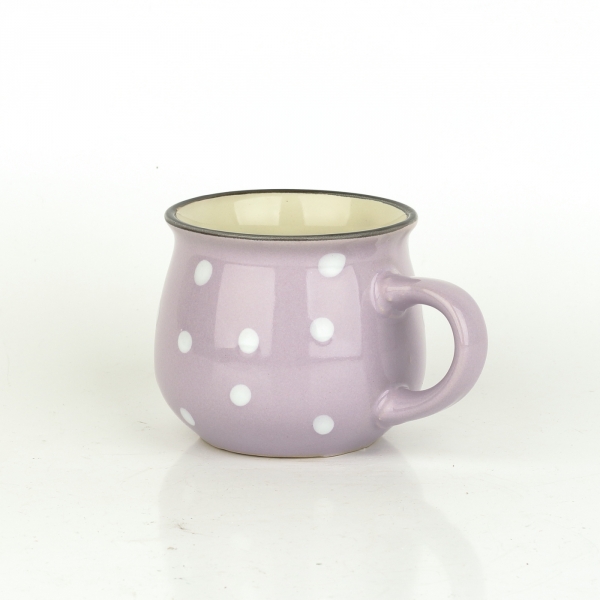 Hrnček fialový s bielymi bodkami 230ml