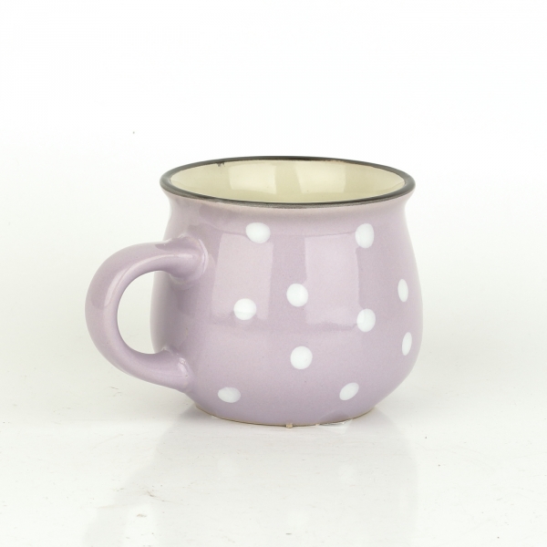 Hrnček fialový s bielymi bodkami 230ml