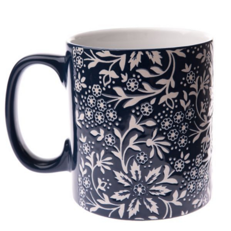 Hrnček kvetinový motív modrobiely 620ml keramika