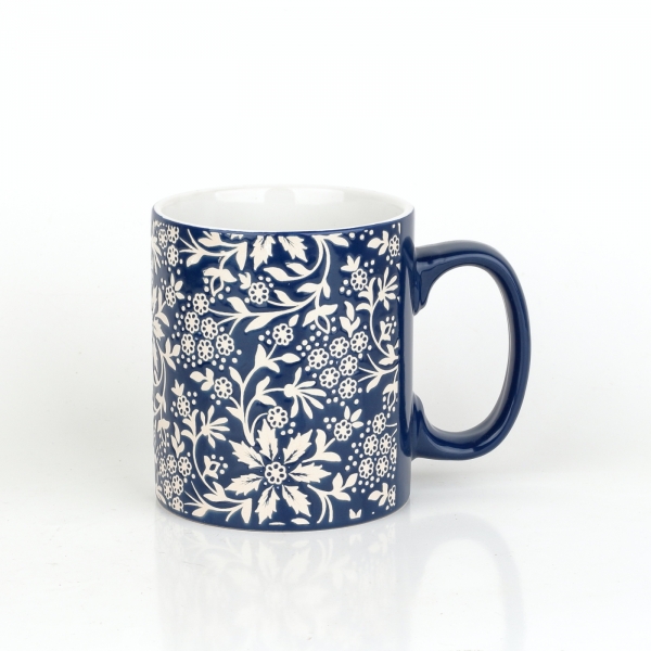 Hrnček kvetinový motív modrobiely 620ml keramika