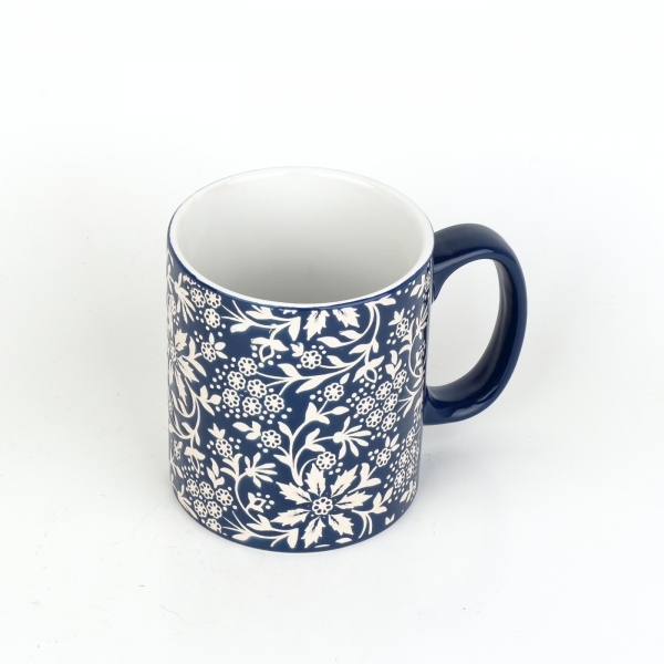 Hrnček kvetinový motív modrobiely 620ml keramika