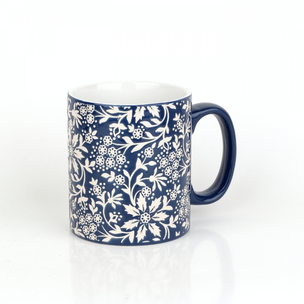 Hrnček kvetinový motív modrobiely 620ml keramika