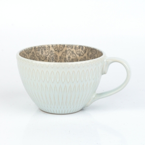 Hrnček na čaj biely 380 ml 11 × 5,2 × 7,5 ornamentálny potlač vnútri