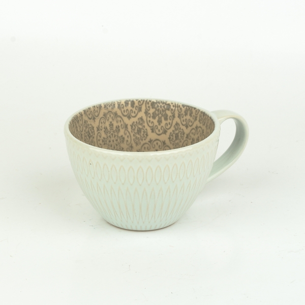 Hrnček na čaj biely 380 ml 11 × 5,2 × 7,5 ornamentálny potlač vnútri