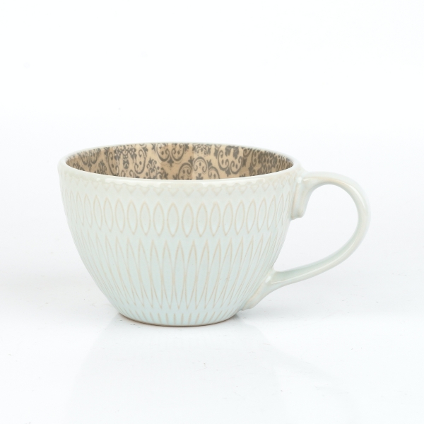 Hrnček na čaj biely 380 ml 11 × 5,2 × 7,5 ornamentálny potlač vnútri