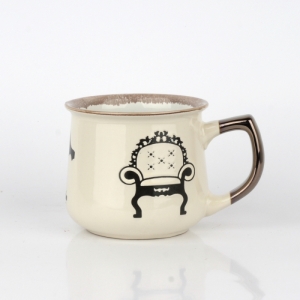 Hrnček na čaj s vintage motívmi biely 14x10x9cm