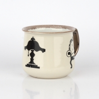 Hrnček na čaj s vintage motívmi biely 14x10x9cm