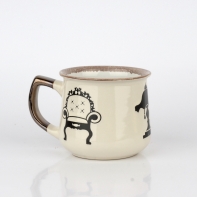 Hrnček na čaj s vintage motívmi biely 14x10x9cm