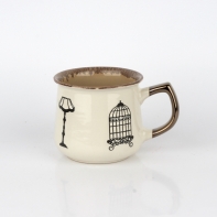 Hrnček na čaj s vintage motívmi hnedý 14x10x9cm