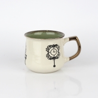 Hrnček na čaj s vintage motívmi zelený 14x10x9cm