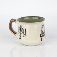 Hrnček na čaj s vintage motívmi zelený 14x10x9cm