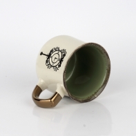 Hrnček na čaj s vintage motívmi zelený 14x10x9cm