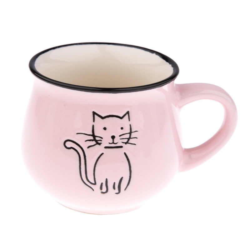 Hrnček na kávu s mačkou ružový 270ml