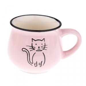 Hrnček na kávu s mačkou ružový 270ml