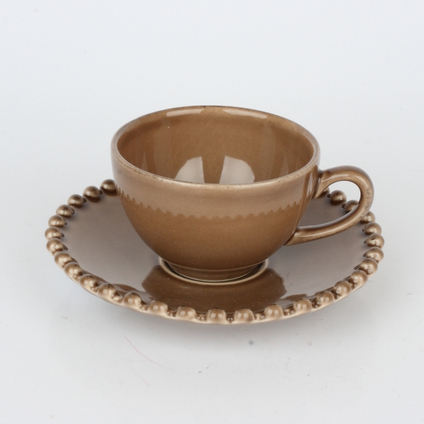 Hrnček na kávu s tanierikom PEARL kávový 0,07l